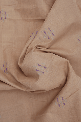 Threadwork Buttas Tan Kanchi Cotton Saree