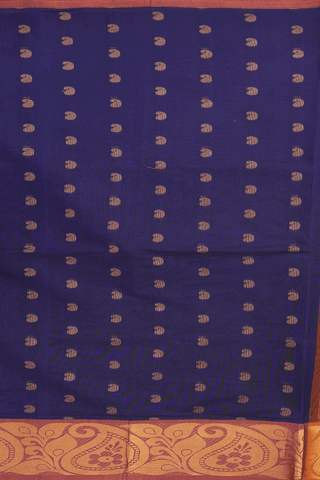 Venkatagiri Cotton Saree In Berry Blue With Paisley Buttas