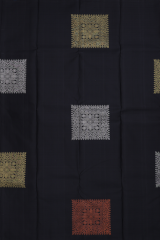 Kanchipuram Silk Saree In Black With Mandala Design