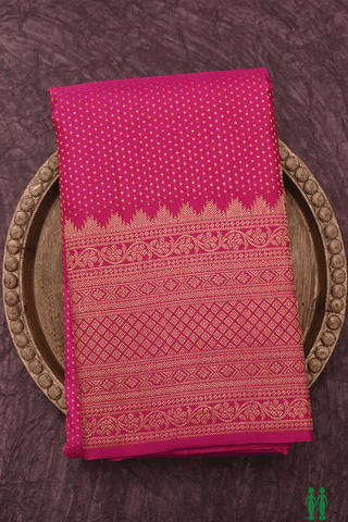 Allover Zari Buttis Rose Red Kanchipuram Silk Saree