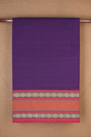 Rudraksh Border Plain Grape Purple Nine Yards Cotton Saree