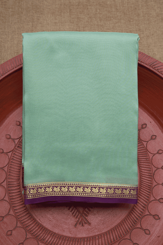 Contrast Zari Border Dusty Green Mysore Silk Saree