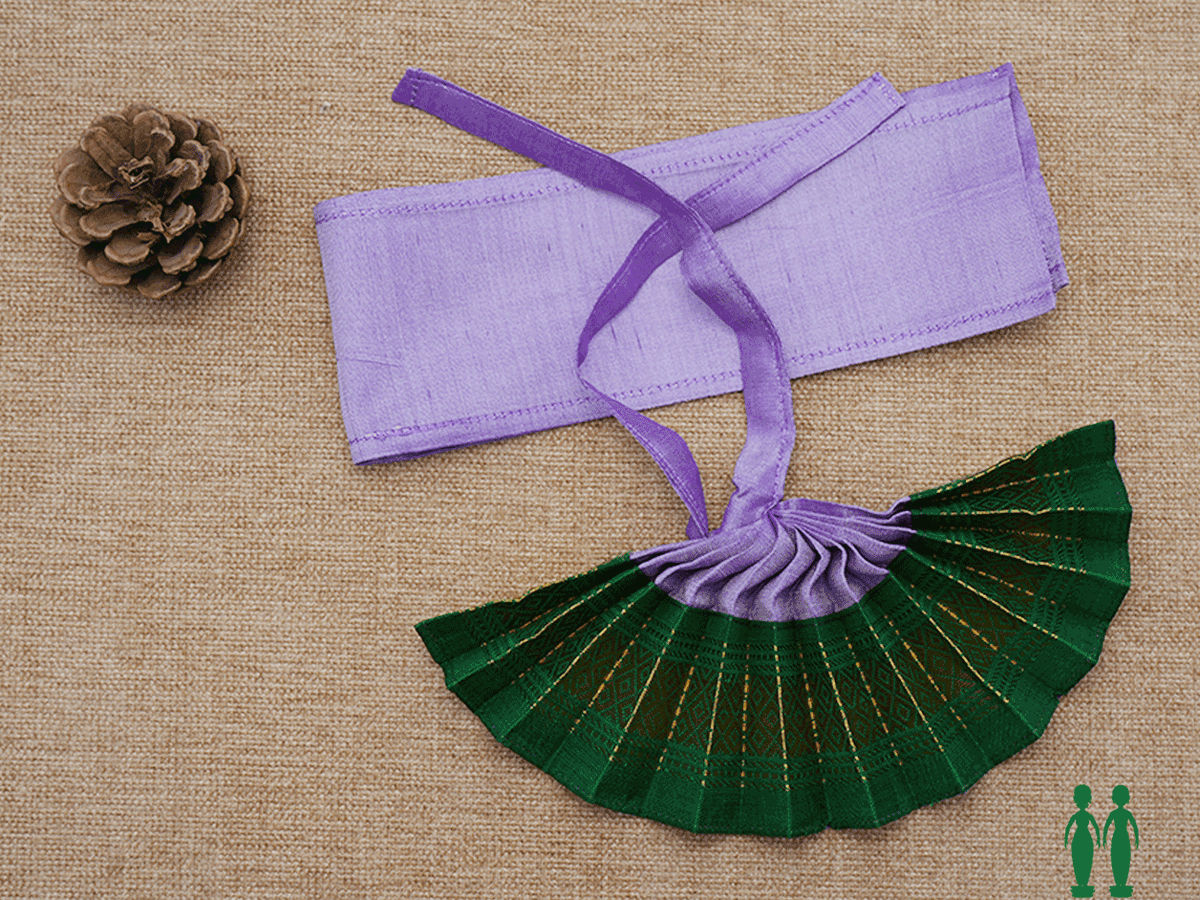 Zari Border Purple And Green Silk Cotton Amman Pavadai Set