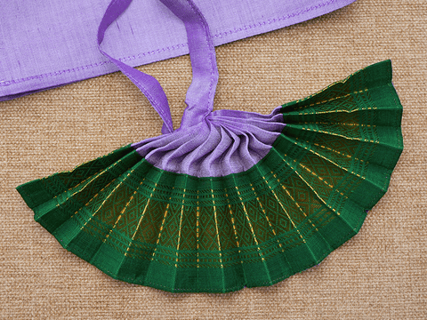 Zari Border Purple And Green Silk Cotton Amman Pavadai Set