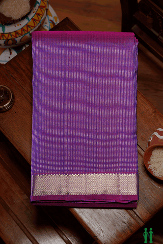 Zari Stripes Design Purple Rose Kanchipuram Silk Saree