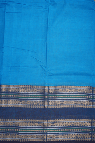 Floral Paisley Buttis Cerulean Blue Chettinadu Cotton Saree