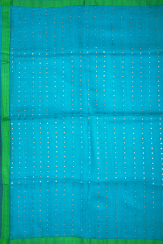 Contrast Border Plain Teal Blue Jute Saree