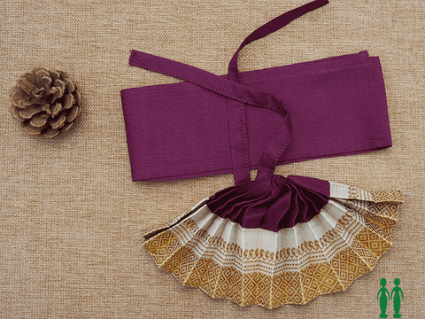 Zari Border Purple And Beige Silk Cotton Amman Pavadai Set