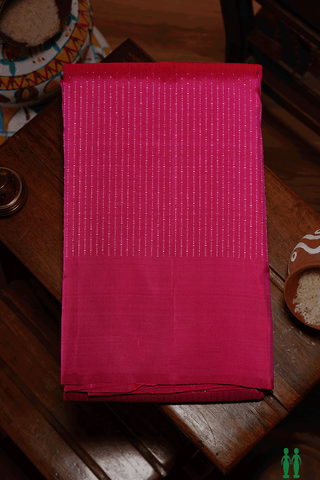 Zari Stripes Design Hot Pink Kanchipuram Silk Saree