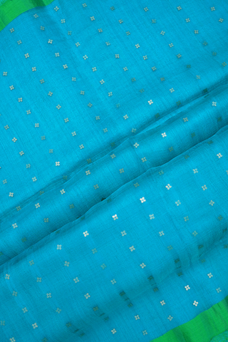 Contrast Border Plain Teal Blue Jute Saree