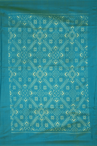 Animals And Floral Printed Sea Blue Kanchipuram Silk Saree