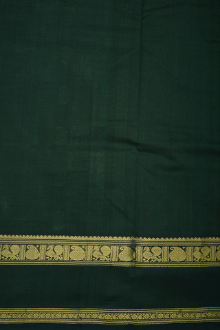 Peacock Paisley Zari Motifs Dark Green Silk Cotton Saree