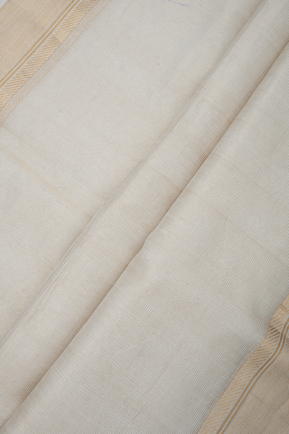 Zari Border Plain Off White Maheswari Silk Cotton Saree