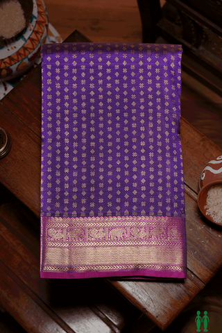 Floral Diamond Buttis Regal Purple Kanchipuram Silk Saree