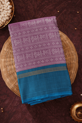 Jacquard Pattern Dusty Purple Kanchipuram Silk Saree