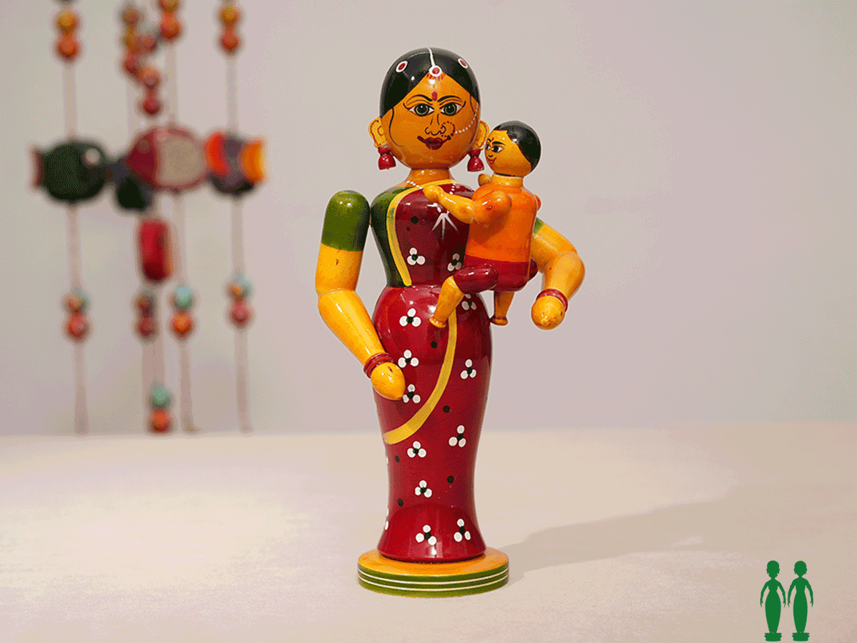 Wooden Handicraft Mother Carring Child For Home Decor