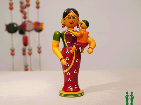 Wooden Handicraft Mother Carring Child For Home Decor