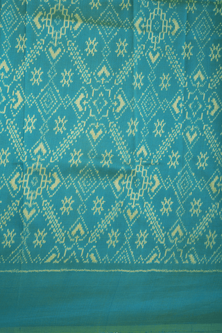 Animals And Floral Printed Sea Blue Kanchipuram Silk Saree