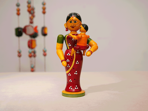 Wooden Handicraft Mother Carring Child For Home Decor