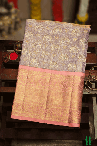 Floral Zari Design Purple Tissue Kanchipuram Silk Saree