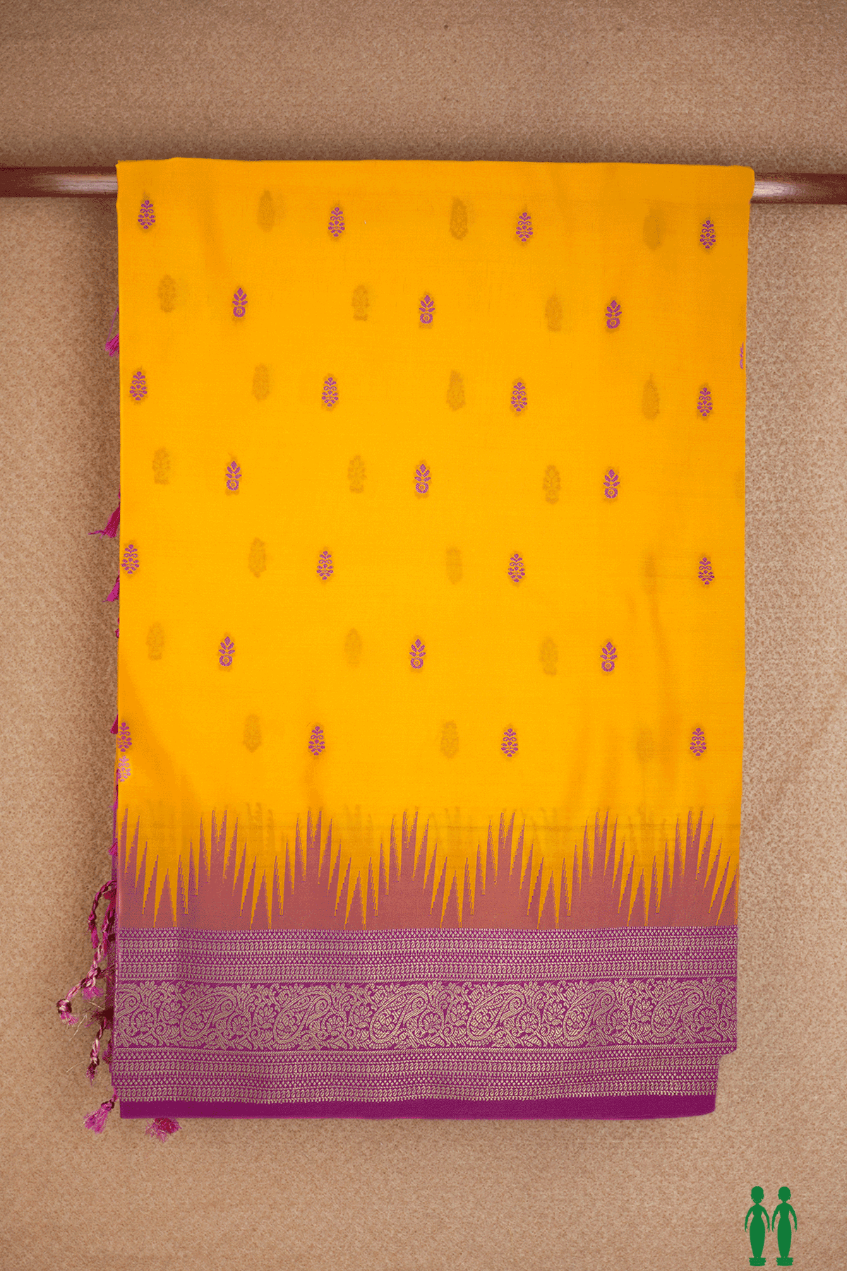 Threadwork Buttis Honey Orange Semi Soft Silk Saree