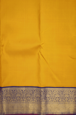 Traditional Border Marigold Yellow Kanchipuram Silk Saree