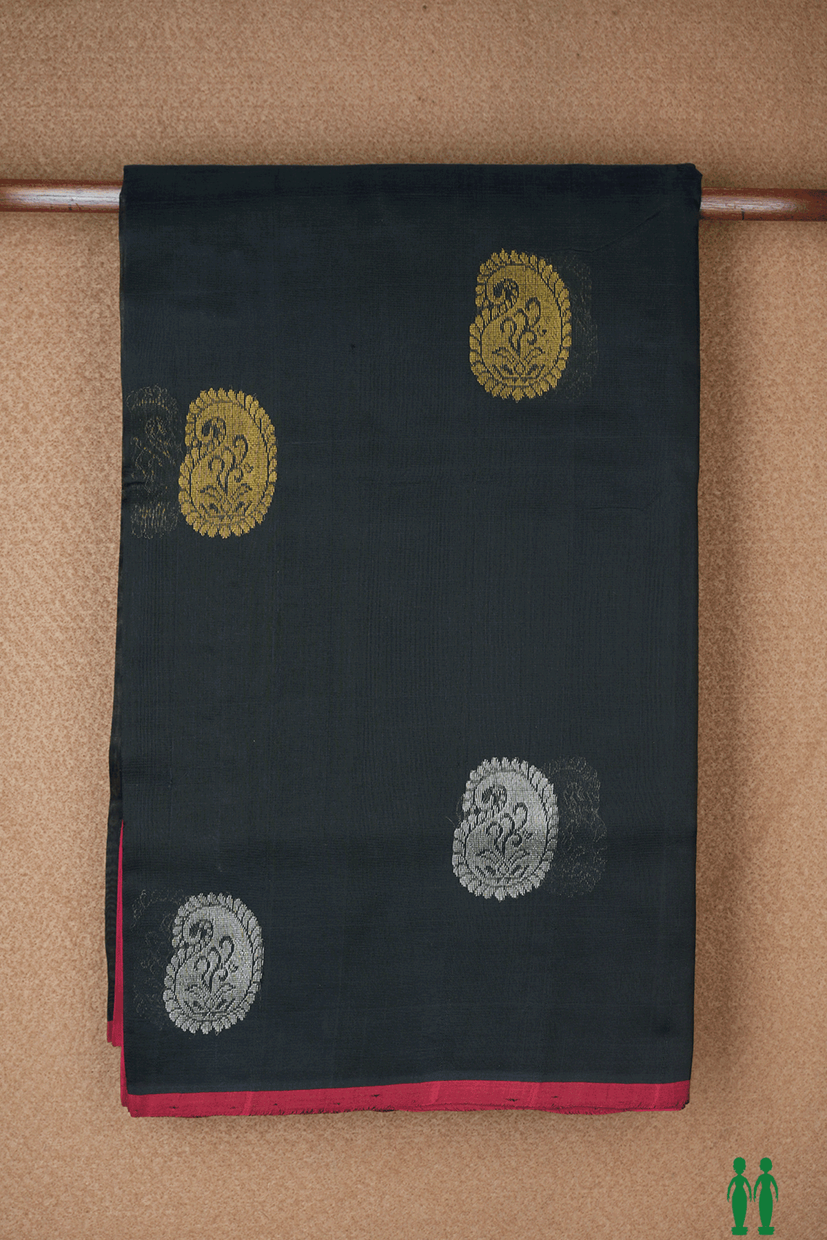 Paisley Buttas Black Traditional Silk Cotton Saree