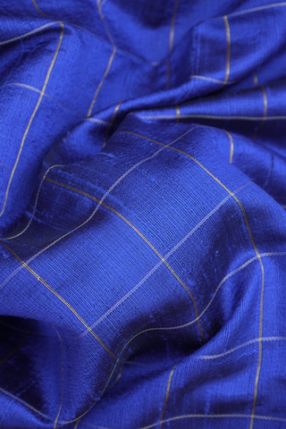 Allover Checks Design Indigo Blue Jute Saree