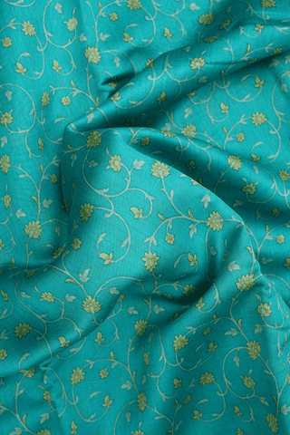 Allover Floral Printed Ramar Green Chanderi Cotton Saree