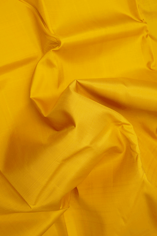 Korvai Border Plain Saffron Yellow Kanchipuram Silk Saree