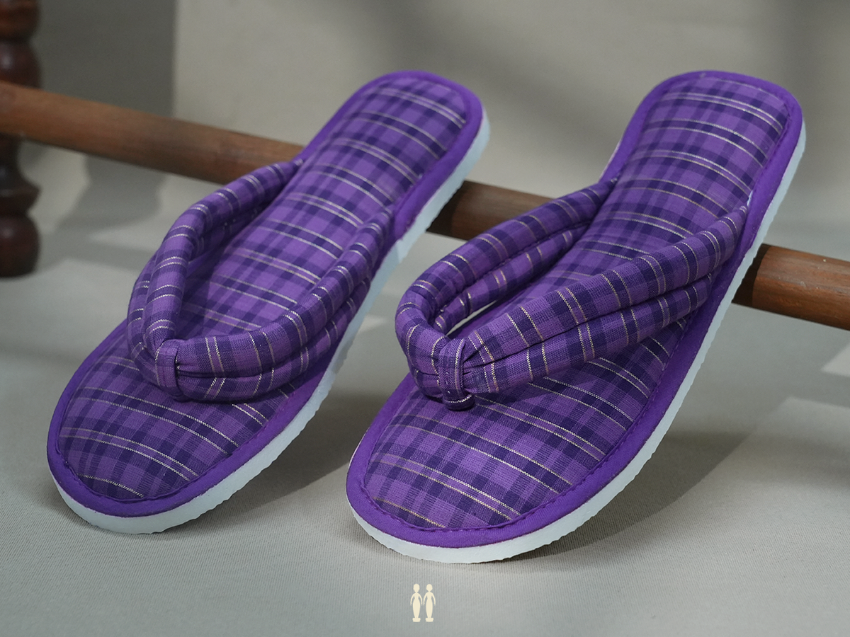 Stripes Design Purple Cotton Slippers