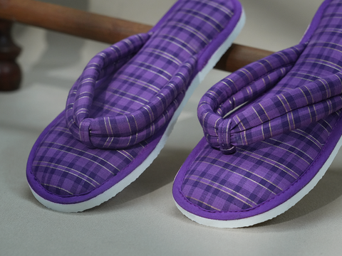 Stripes Design Purple Cotton Slippers