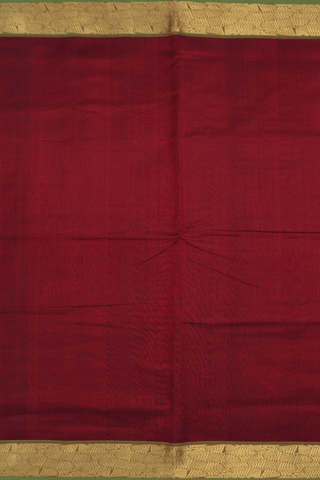 Silk Cotton Saree In Burgundy Red With Zari Border