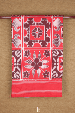 Pochampally Silk Saree In Chilli Red With Checks Design