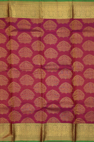 Kanchipuram Silk Saree In Berry Purple With Floral Design