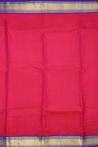 Korvai Zari Border Plain Rani Pink Kanchipuram Silk Saree