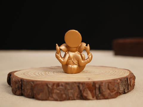 Lord Ganesha Gold Fiber Idol For Office Desk