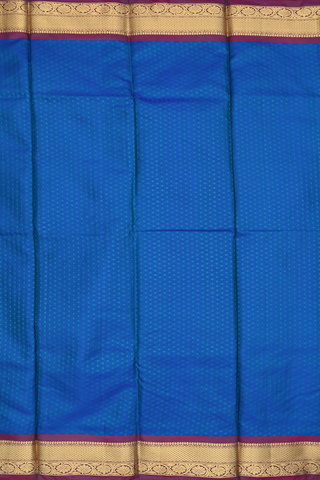 Kanchipuram Silk Saree In Royal Blue With Threadwork Buttis