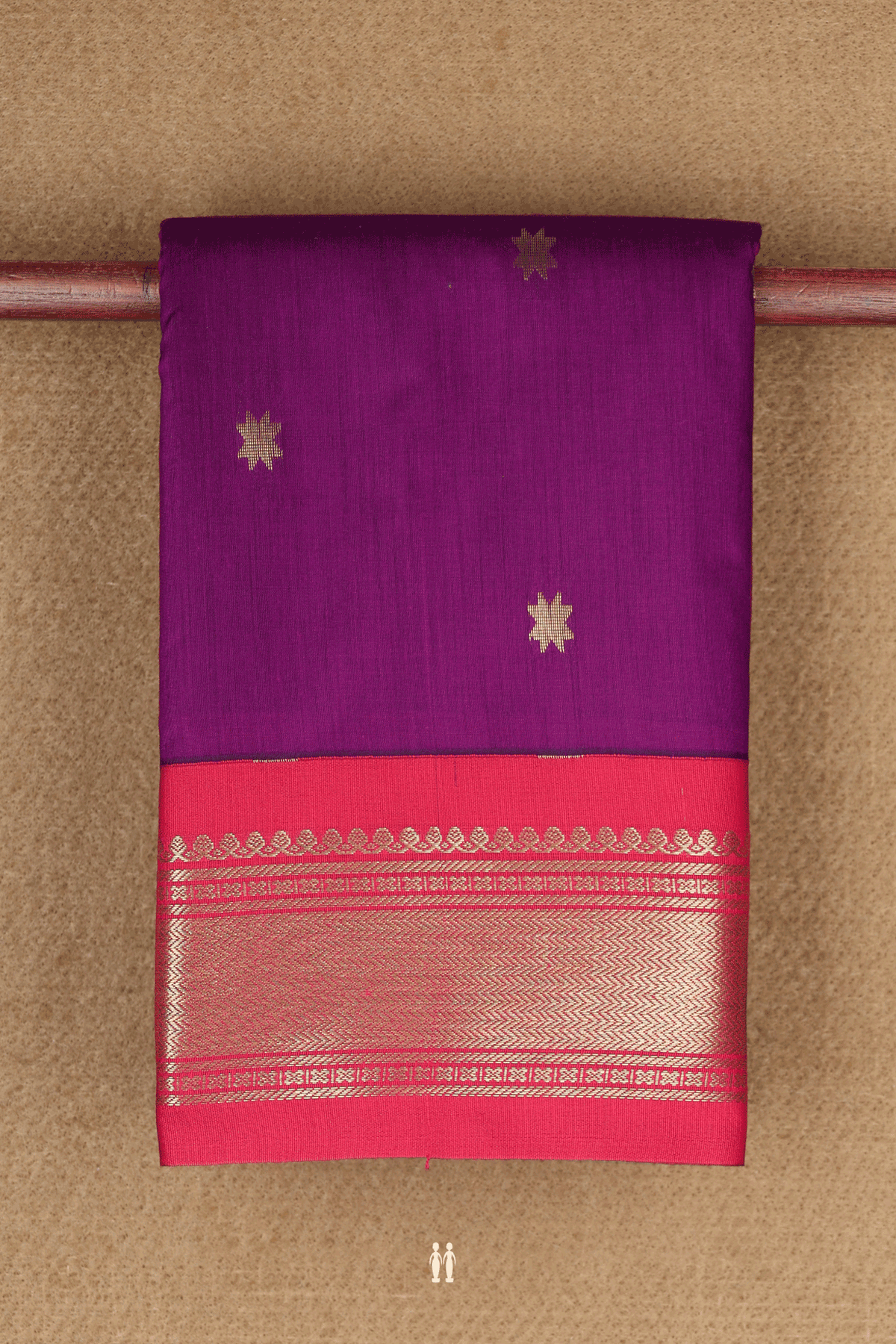 Apoorva Cotton Saree In Purple Rose With Star Zari Buttas