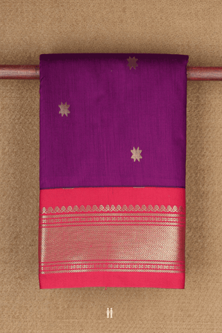 Apoorva Cotton Saree In Purple Rose With Star Zari Buttas