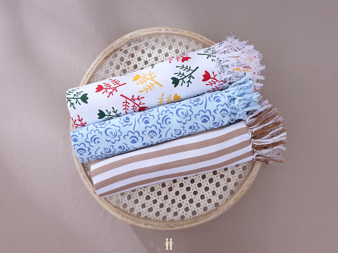 Multicolor Set Of 3 Cotton Towels