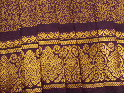 Allover Zari Design Purple Semi Silk Amman Pavadai Set