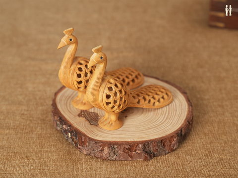 Wooden Handicraft Peacock Statue For Decor