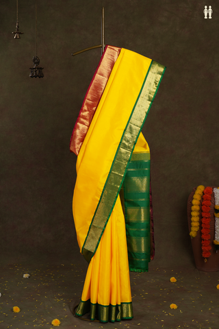 Ganga Jamuna Zari Border Royal Yellow Kanchipuram Silk Saree