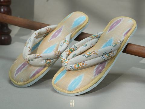 Ikat Design Pastel Orange Cotton Slippers