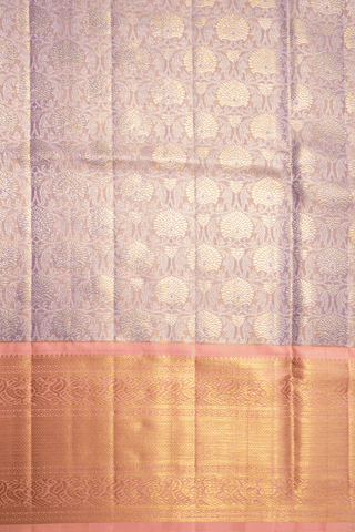 Floral Zari Design Purple Tissue Kanchipuram Silk Saree