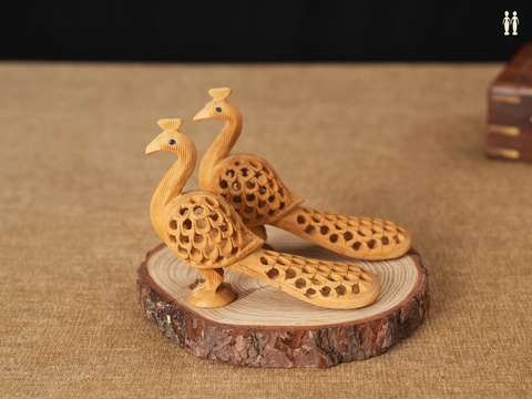 Wooden Handicraft Peacock Statue For Decor