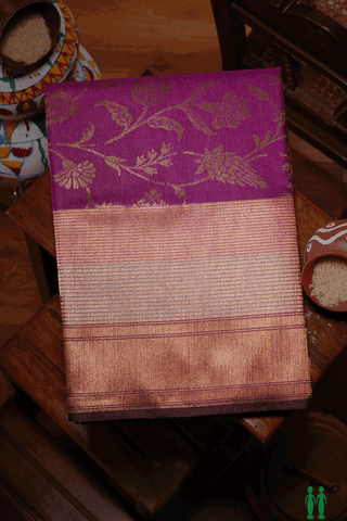 Floral Jaal Design Grape Purple Tussar Banarasi Silk Saree