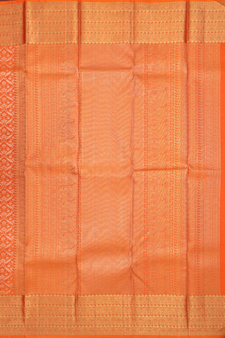 Kanchipuram Silk Saree In Orange With Brocade Design