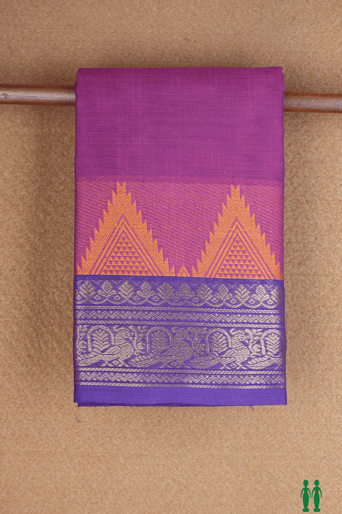 Temple Border Plain Berry Purple Chettinadu Cotton Saree